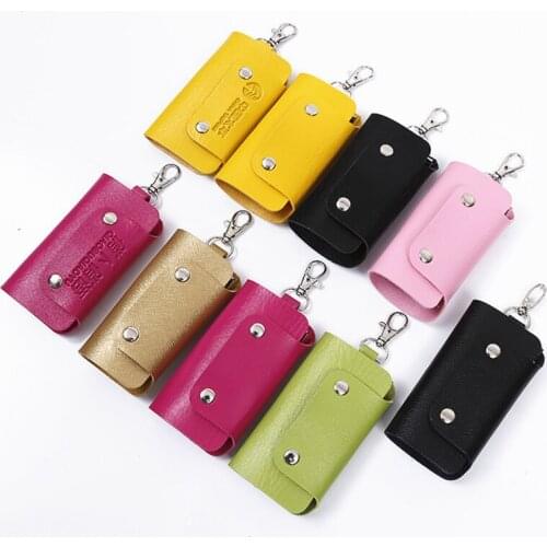Leather Keys holder Organizer Pouch Cow Split Car Key Wallet Housekeeper Mini Card Bag for Men Women Keychain