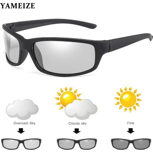 YAMEIZE Photochromic Sunglasses Men Polarized Glasses Anti-glare Chameleon Sun Glasses Retro Women Sunglasses Sport Eeyewear