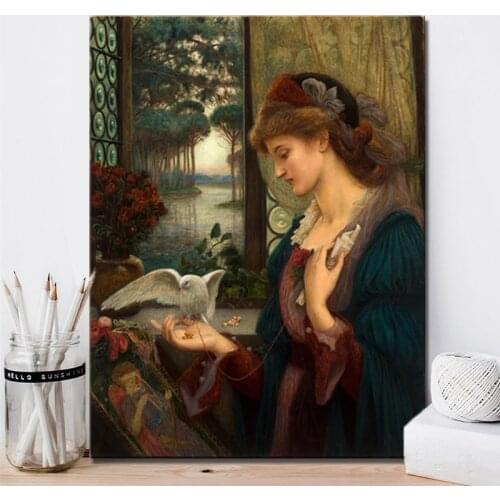 Marie Spartali Stillman Loves Messenger Canvas Paintings Posters and Prints Wall Art Picture for Living Room Home Decoration