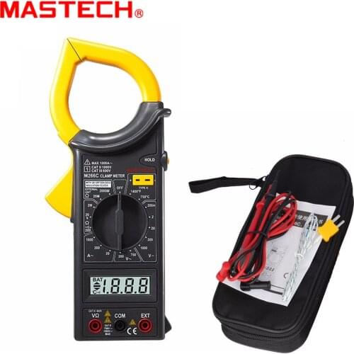 MASTECH M266C Digital Clamp Meter Auto Range Ammeter Voltmeter Ohmmeter w/ Capacitance & Frequency Test Detector with Diode
