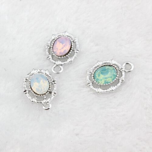 10PCS/Lot Fashion Jewelry Candy Color Ellipse Alloy Charms For Bracelet Necklace Pendant Charms