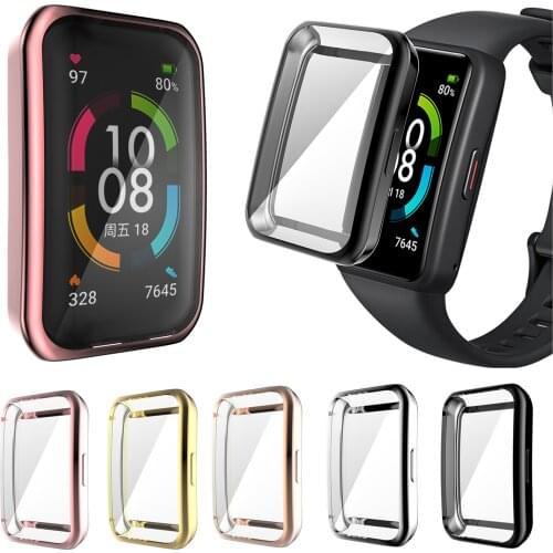 Soft TPU Protective Case Cover For Huawei Honor Band 6 Plating Bumper Protector Shell Frame