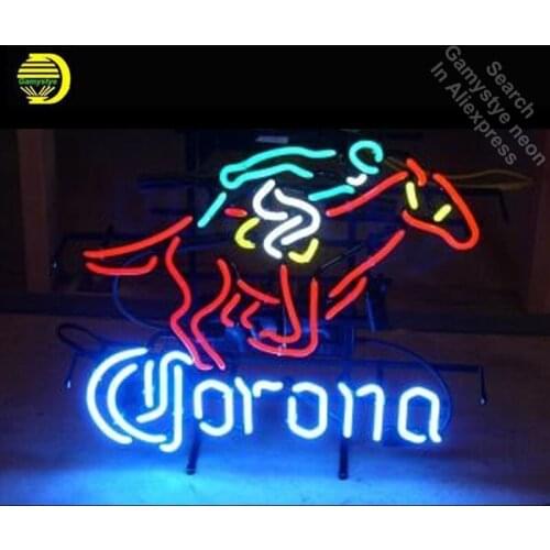 Neon Signs for Coron Beer Harness Horse Racing Neon bulb Sign Beer Bar Pub Store Display Lamps real Glass Tubes Art Dropshipping