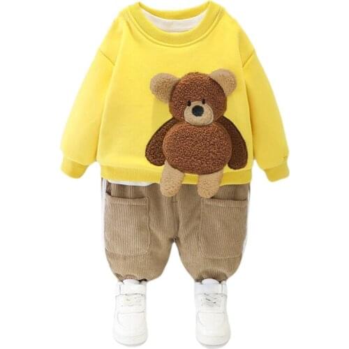 New Autumn Winter Baby Boys Girls Clothes Children Casual Thick T-Shirt Pants 2Pcs/sets Toddler Fashion Clothing Kids Tracksuits