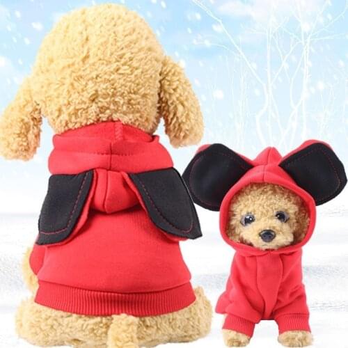 Autumn and Winter New Big Ears Cute Cartoon Dog Hoodie Pet Cat Clothes Winter Dog Coat Jacket Small Dog Sweater Puppy Clothes