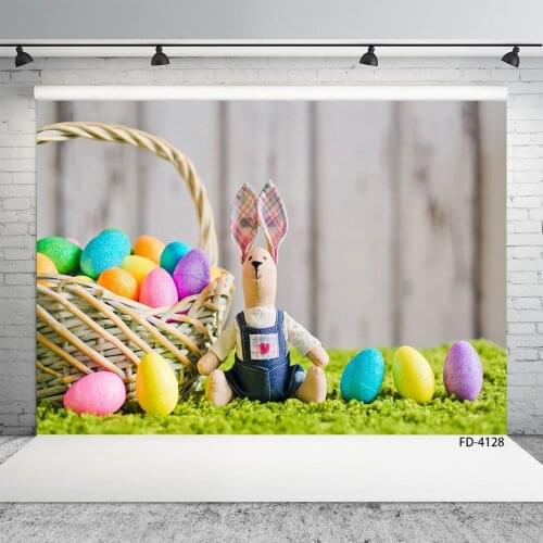 Easter Eggs Rabbit Grass Wood Wall Child Photography Background Baby Shower Poster Photo Backdrops Studio Props Photophone Decor