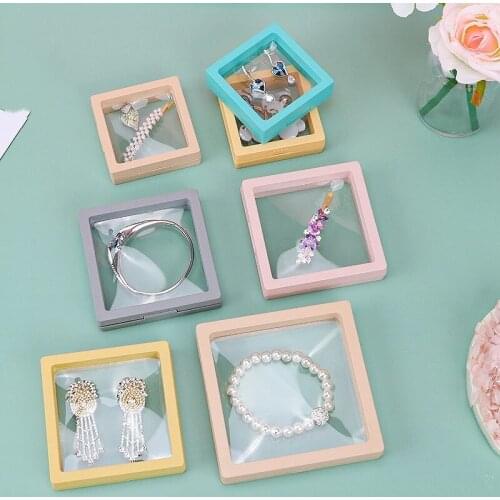 Transparent Jewelry Suspended Floating Display Case Holder PET Ring Earrings Bracelet Pendant Gem Stones Jewelry Display Stand