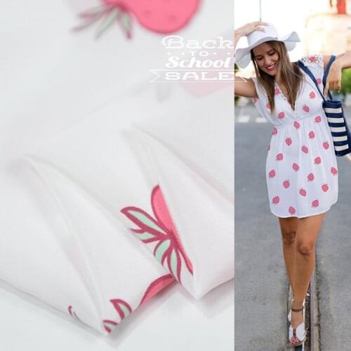 Fruit print silk crepe de chine silk fabric not transparent for girls dress,SCDC1374