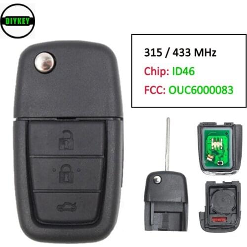 DIYKEY Replacement Flip Remote Key Fob 4 Button 315 / 433MHz ID46 for Pontiac G8 2008 2009 FCC ID: OUC6000083
