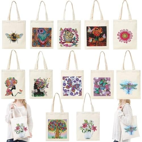 Diamond Painting Bag Tote Bag Reusable Durable Diamond Embroidery Kit DIY Diamond Art Handbag Storage Bag Cross Stitch Art Craft