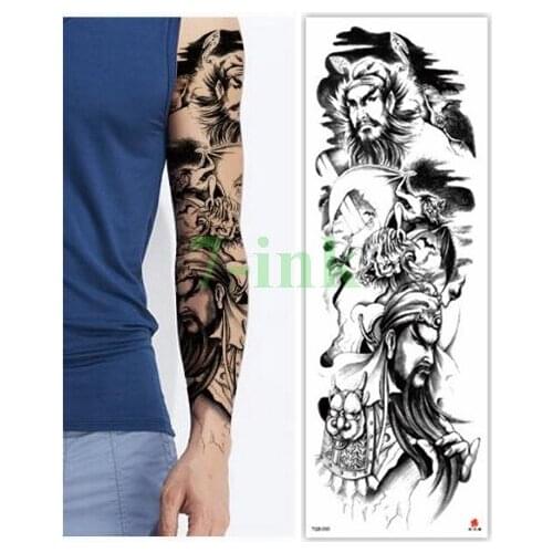 Waterproof Tattoos Sticker Full Arm Guan Yu bat armor arrow tattoo Water Transfer flash tatoo fake tattoo for men women