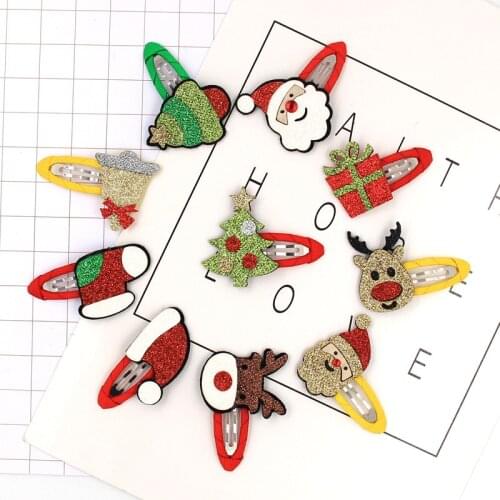 Baby Girl Hair Clips Christmas Hair Fashion Accessories Kid Girl Elk Santa Claus Christmas Tree Hairpins Christmas Hair Clips