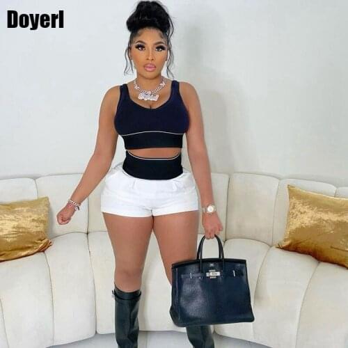 Streetwear Two Piece Summer Sets for Women 2021 Shorts Set Casual Sport Suit Women Tracksuit Tank Top Biker Shorts 2 Piece Set