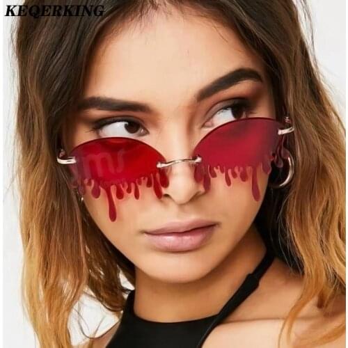 2020 New Fashion Rimless Funny Sun glasses Women Brand Design Net Red Stage Show Hundred Towers Tears Sunglasses UV400