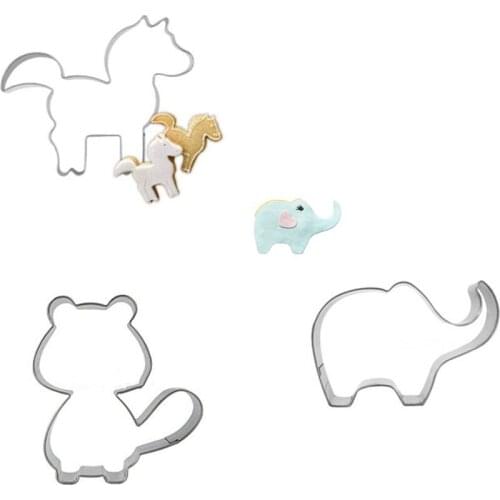 3pcs Zoo Shape Mold Frame Egg Biscuit Cookie Cutter Tools for Cooking Multi Cake Decorating Fondant Stainless Steel Top Sales