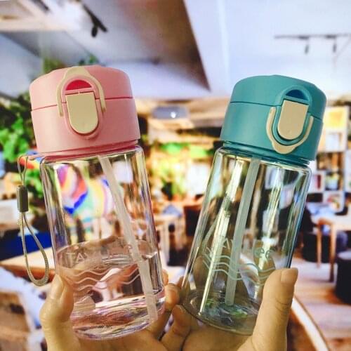 330/420ml Silicone Straw Baby Feeding Bottles Straw Babies With Strap Water Milk Wide Mouth Feeding Bottle