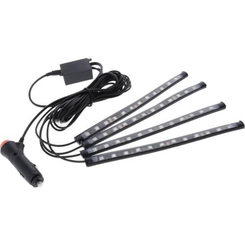 4x 12 LED Car Decorative RGB Lights Interior Foot Mood Light Phone App Control