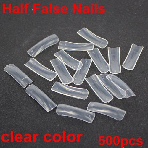 500pcs 10 sizes clear color half false nails acrylic nails Nail Art Design wrap Tips Free Shippng nail art tool high quality