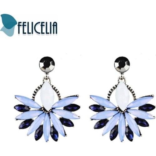Felicelia Oversized Statement Earrings Colorful Crystal Cubic Zirconia Dangle Earrings For Women Fashion Jewelry