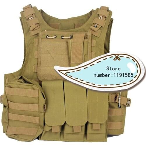 Amphibians Molle Quick Release Chest Rig Harness Tactical Airsoft Paintball Molle Vest W/ Triple 5.56mm Mag Pouch Sand