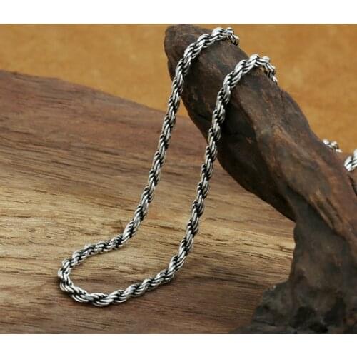3mm Solid 925 Sterling Silver rope Necklace Chain Men Women Jewelry gift A5107