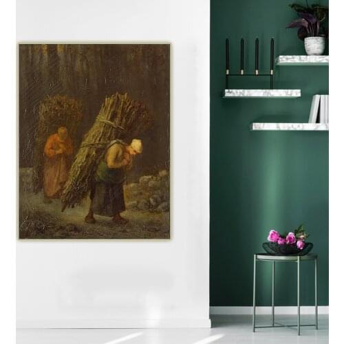 Citon Jean Francois Millet《Peasant Women with Brushwood》Canvas Oil Painting Artwork Picture Wall Decor Backdrop Home Decoration
