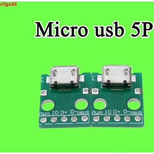 Cltgxdd 10pcs MICRO USB To DIP Adapter 5pin Female Connector B Type PCB Converter Breadboard USB-01 Switch Board SMT Mother Seat