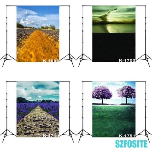 Blue Sky White Cloud Flower Tree Road Natural Scenic Bride Photography Backdrop Adult Kids Studio Shot Wedding Photos Background