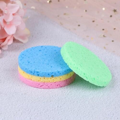 5pcs Facial Washing Sponge Natural Wood Sponge Compress Cosmetic Puff Face Care Cleansing Makeup Remover Tools