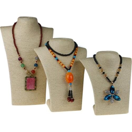 Top Sell Model Bust Show Exhibitor 6 Options Hemp Rope Jewelry Display Necklace Pendants Mannequin Jewellery Stand Organizer