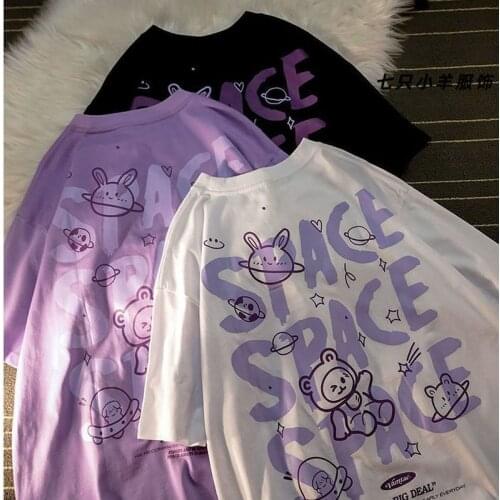 Cotton 2021SS Japan t-shirt men women Korean oversized trend Harajuku all-match Hong Kong Style short-sleeved lovers Kawaii tees