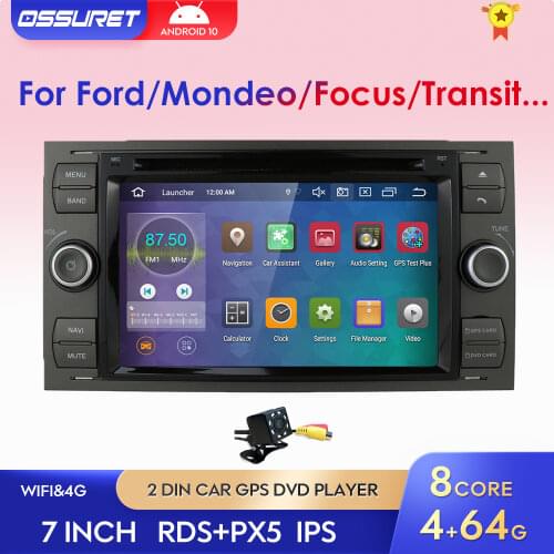 IPS DSP Octa Core Android 10 Car Radio DVD Player For Ford C-MAX Connect Galaxy Kuga Mondeo Fusion Transit Fiesta Focus SWC 2Din