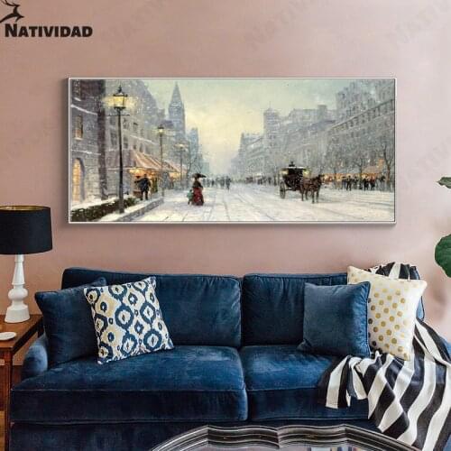 Russian Snow Scene Canvas Painting Beautiful Snow City Scenery Picture Print Poster Living Room Childrens Room Home Decoration