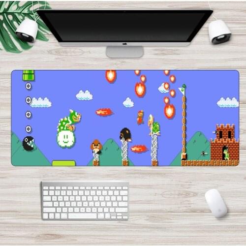 Super Mario Mouse pad Anime Computer 80x30cm Large Rubber Gaming Mousepad Gamer Locking Edge keyboard pad XXL Laptop Desk Mat