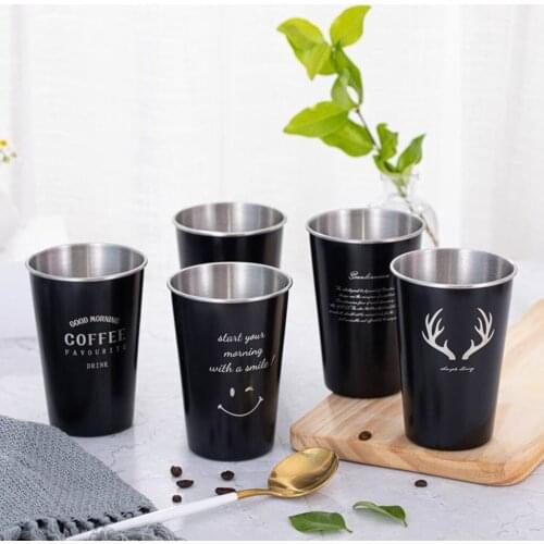 Stainless Steel Drinking Beer Mug Shatterproof Ice Cold Coffee Tea Beverage Drinks Cup Tumblers 500ml for Bar Home Restaurant