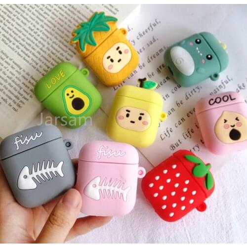 Cartoon Cute box fruit Wireless Headset case for Airpods 1 2 Earphone soft Silicone Cover For Airpods Protective Cases