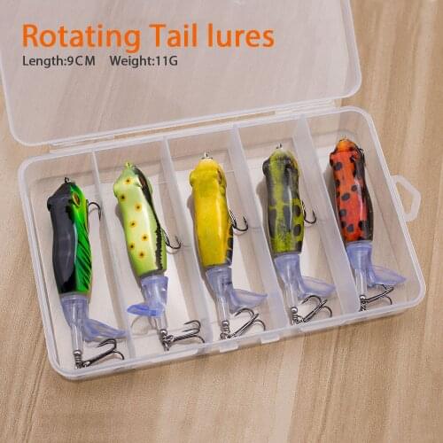 Hot Sale Set 9cm/11g Topwater Fishing Lure Kit Set With Box Artificial Bait Hard Soft Rotating Tail Fishing Tackle Fishing Bait