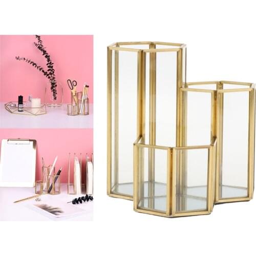 Desk Organizer Glass Home Office Pen Pencil Holder Storage Desktop