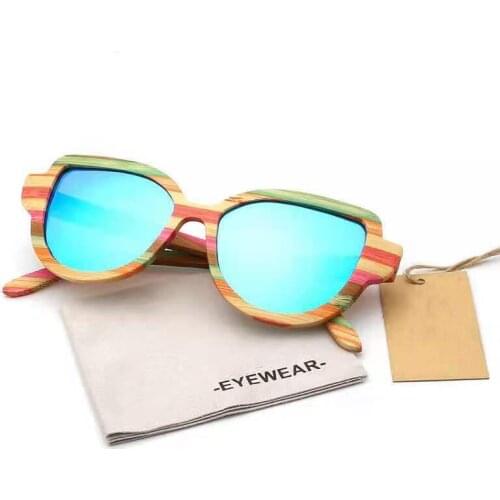 New Wooden Fashion Color Bamboo Glasses Wooden Bamboo Cats Eye Polarized European And American Style Sunglasses