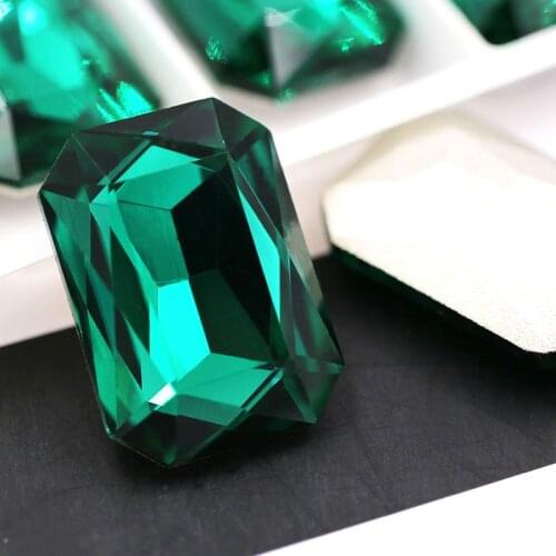 New Malachite green Rectangular octagonal shape pointback crystal strass glass rhinestones for clothing shoes bags Accessories