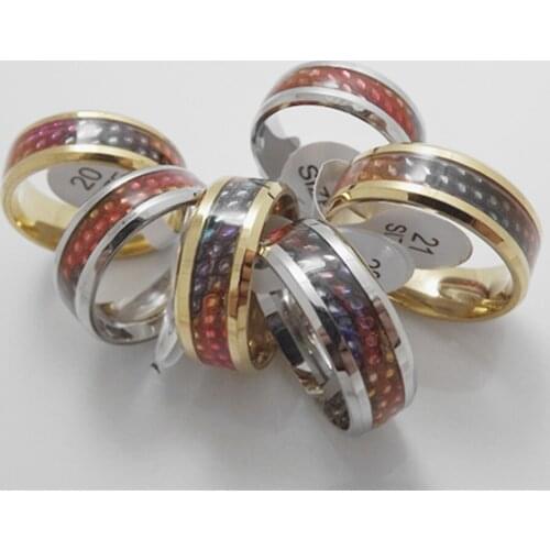 Wholesale 50 pcs 8mm beautiful Bicolor Mixed inner arc sticker color fish scale pattern Stainless Steel Rings