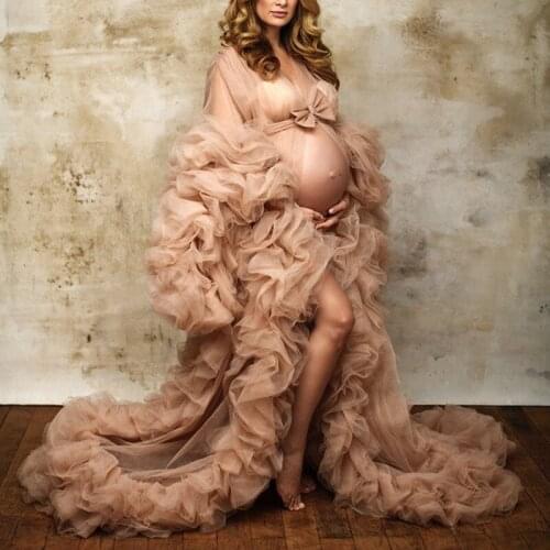 Prom Dresses Outfit Pregnant robe de soiree Champagne Lush Evening Gowns Pleats Tiered abiye Abendkleider Long Evening Dress Bow