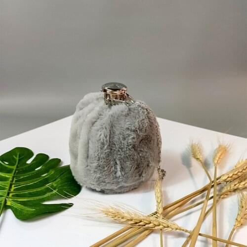 Plush hip flask bucket bag plush mini bag female trendy cute hip flask bag chain shoulder messenger bag