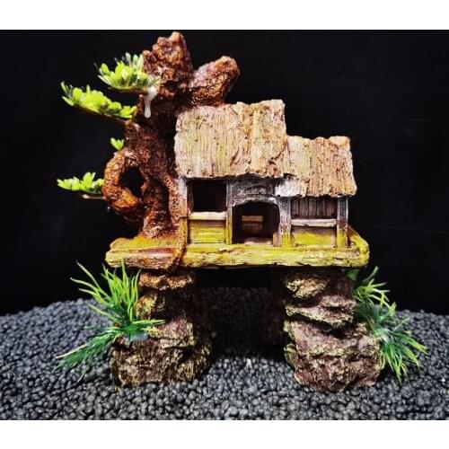 Resin Hollow Simulation cabin Hiding Cave Aquarium Reptile Habitat Landscaping Decor Fish Evasion House Breeding House Root