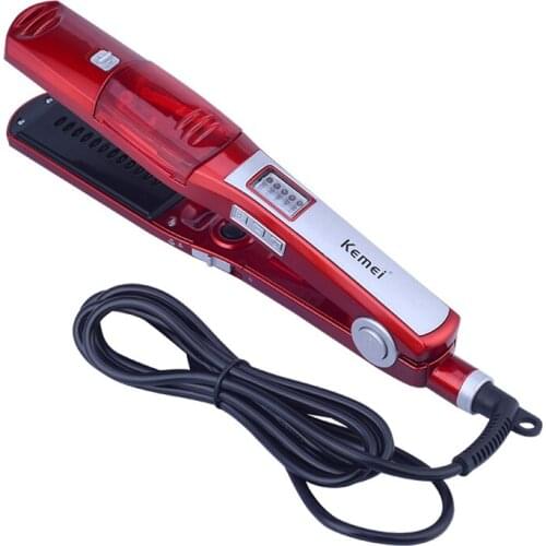 Kemei Professional Vapor Hair Straightener Comb Brush Flat Iron Ceramic Steam Hair Iron Electric Hair Straightening Steam Curler