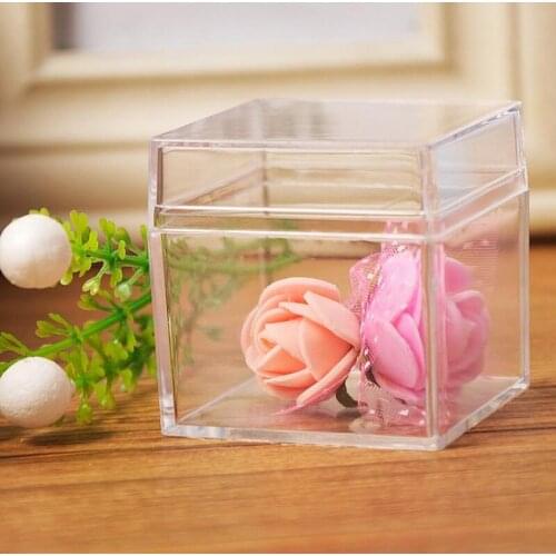 Empty Clear PS Gift Candy Box Plastic Jewelry Organizer Cosmetic Display Storage Boxes 5*5*5cm LX2533