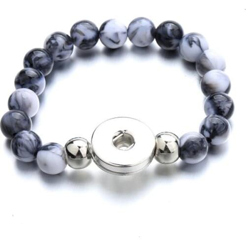 Multicolor beads 18mm snap button jewelry Elastic bracelet XH5123