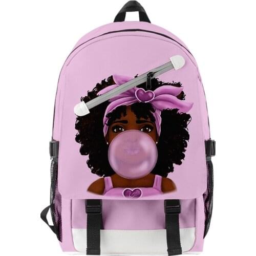 Afro Girl Backpack Princess Printing Children School Bags For Teenager American Africa Black Girls School Backpack Kid Bookbag