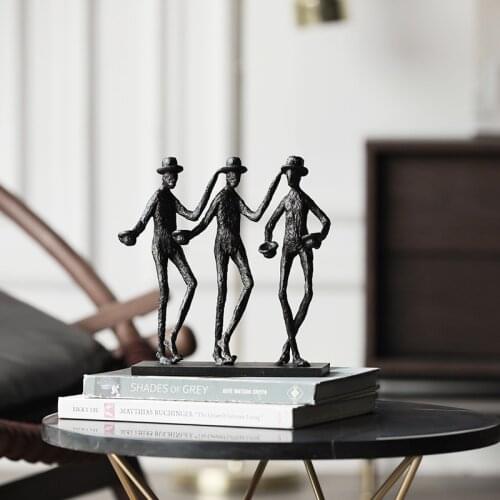 Modern Three Abstract Figures Wearing Hats Are Performing Statue Home Crafts Living Room Decor Objects Office Marble Sculpture