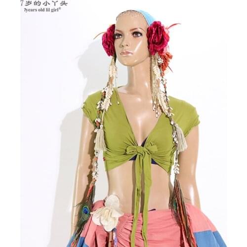 Belly Dance Top Lycra Cotton Belly Dance Sleeveless Wrap Top Tribal Top Belly Dance Costume